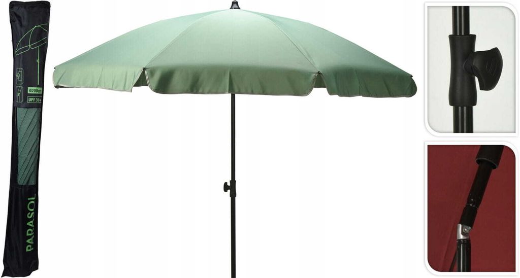 Sonnenschirm SOLEIL DH 185x235 cm grün Ampelschirm Gartenschirm Balkonschirm