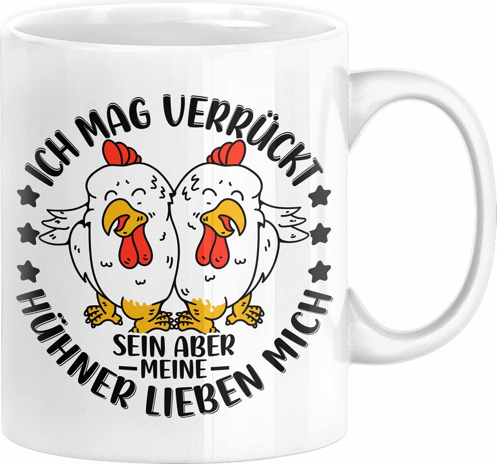 Hühner Tasse Geschenk Hühnerflüsterin Huhn Geschenkidee Kaffee-Becher Landwirt Bauer Landiwrtin (Weiß)