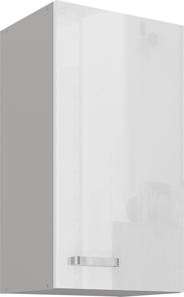 Küche Hängeschrank 40 Bianca Weiß Hochglanz + Grau Produktbild 