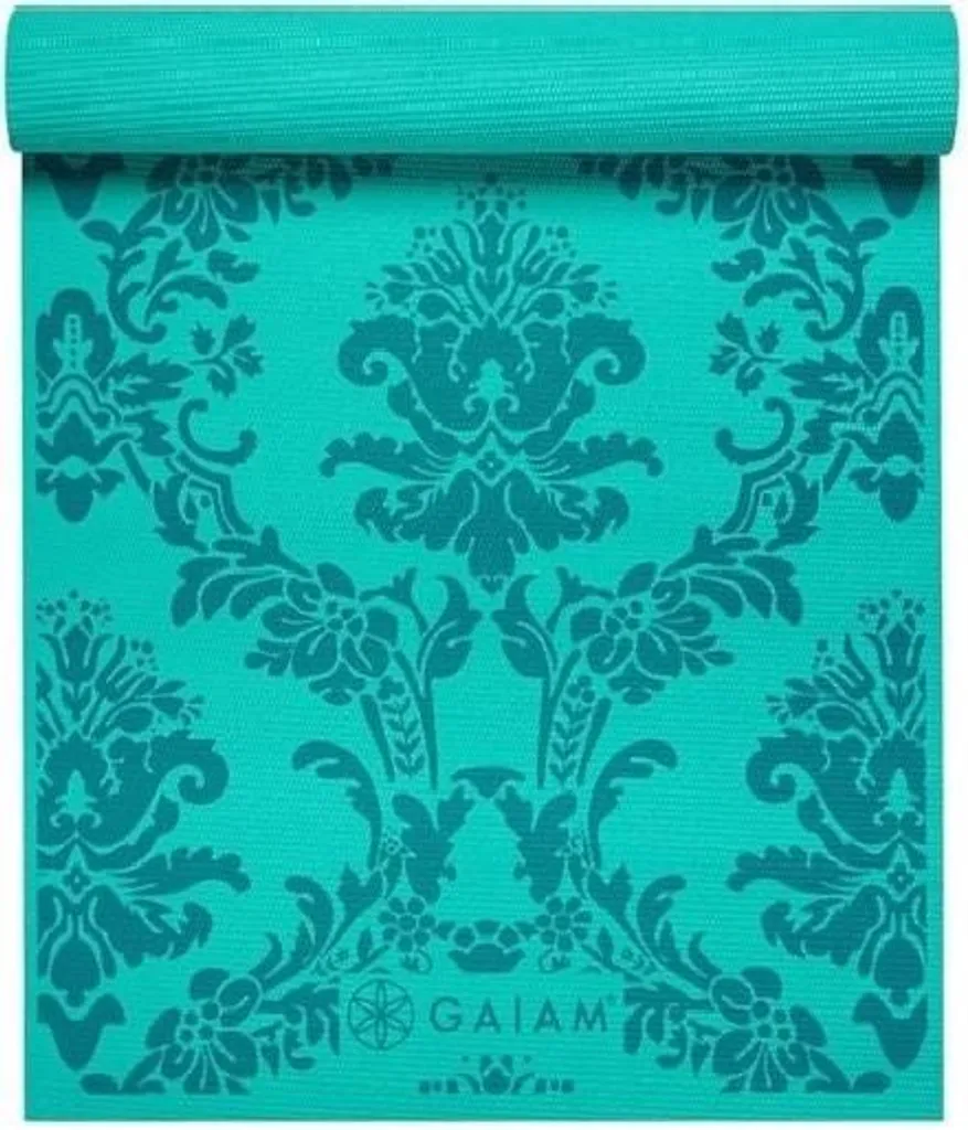Tapis Yoga 4mm Gaiam Classic Printed Neo-Baroque Turquoise Sans Phtalates