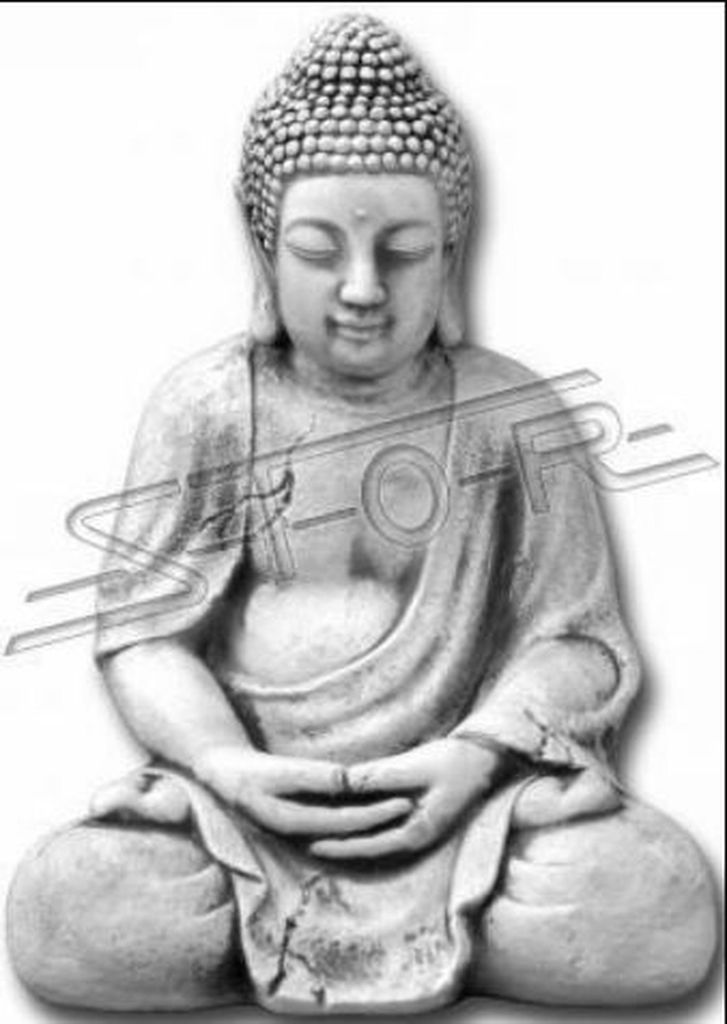 Buddha Skulptur in Steinoptik. Große Skulptur für Garten und Wohnbereich 42cm