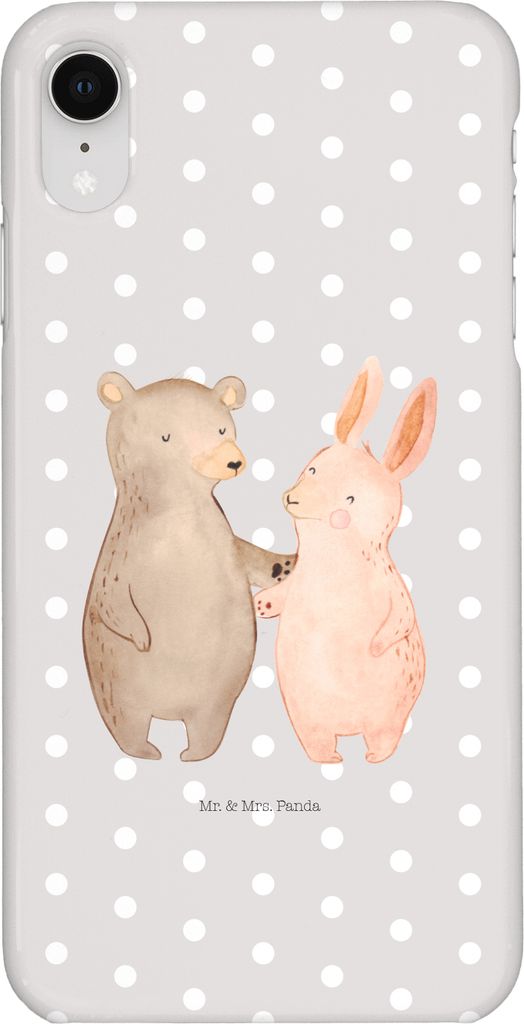 Mr. & Mrs. Panda Iphone XR Handyhülle Bär und Hase Umarmen - Grau Pastell - Geschenk, Beste Freundin, Umarmung, Freundinnen, Handy Case, Premium ...