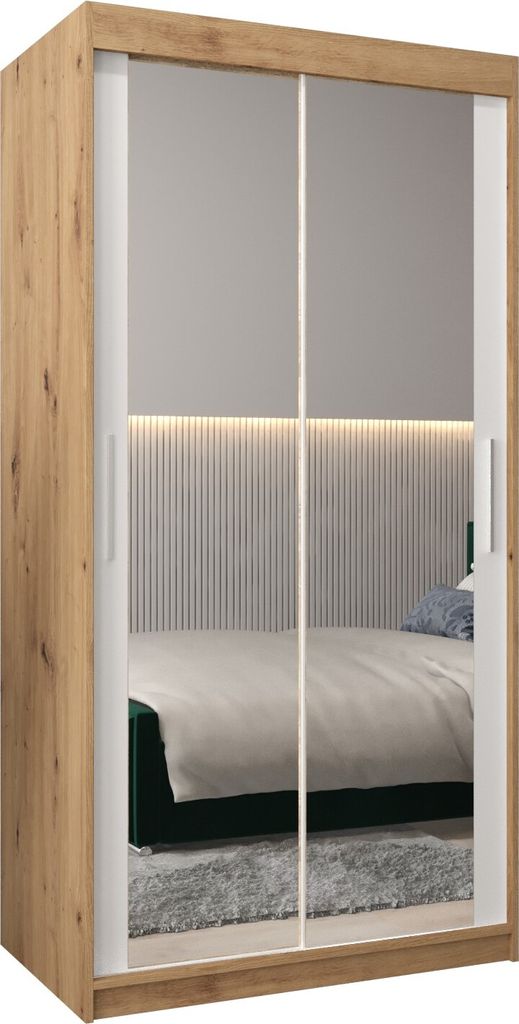 Kleiderschrank, Schiebetürenschrank Schlafzimmer, Schrank mit Spiegel TOKYO 3 100 cm