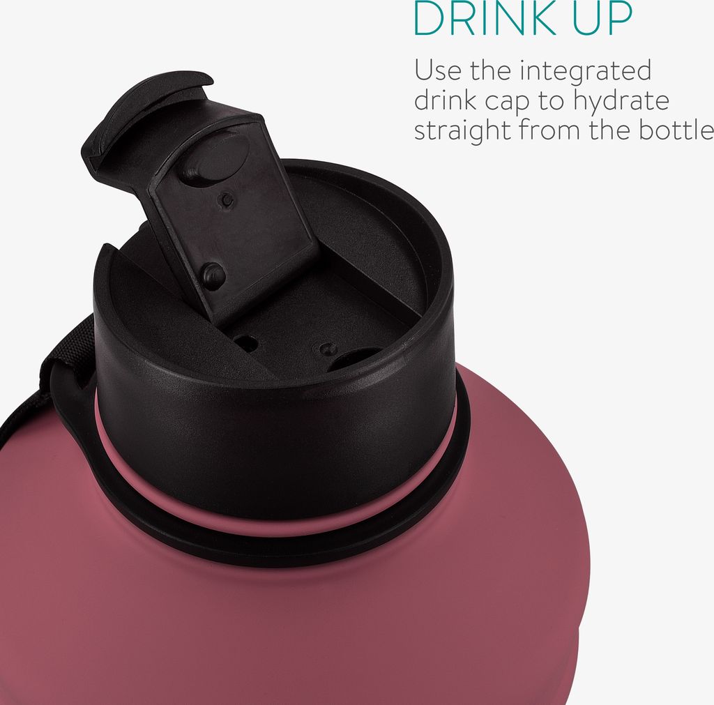 Navaris Stainless Steel Reusable Drinking Bottle - 2.2 l - For Sports and Gym - With Handle and Screw Cap Navaris Stainless Steel Reusable Drinking Bottle - 2.2 l - For Sports and Gym - With Handle and Screw Cap