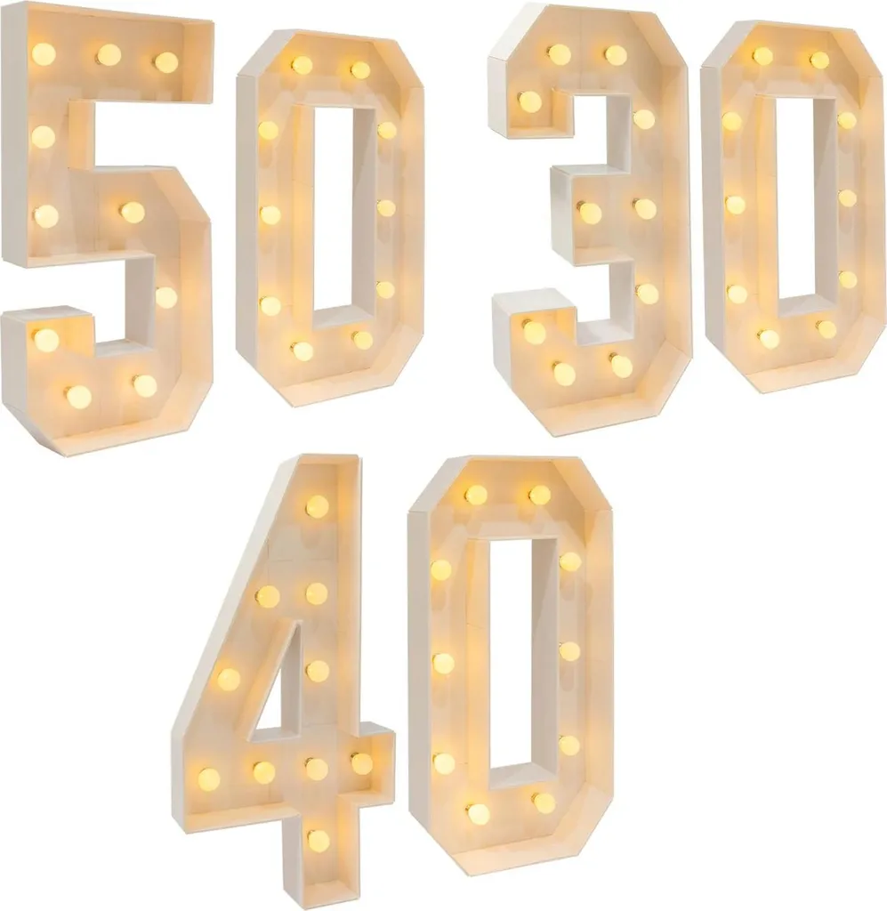 Accessoire anniversaire 30 ans chiffre lumineux LED blanc taille L