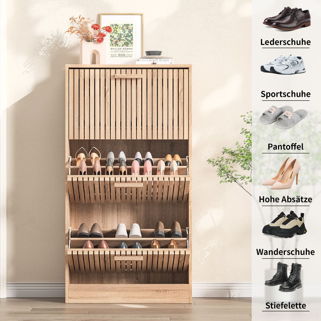 CDGlobal Schuhschrank mit Klappen, Schuhregal Schuhkipper