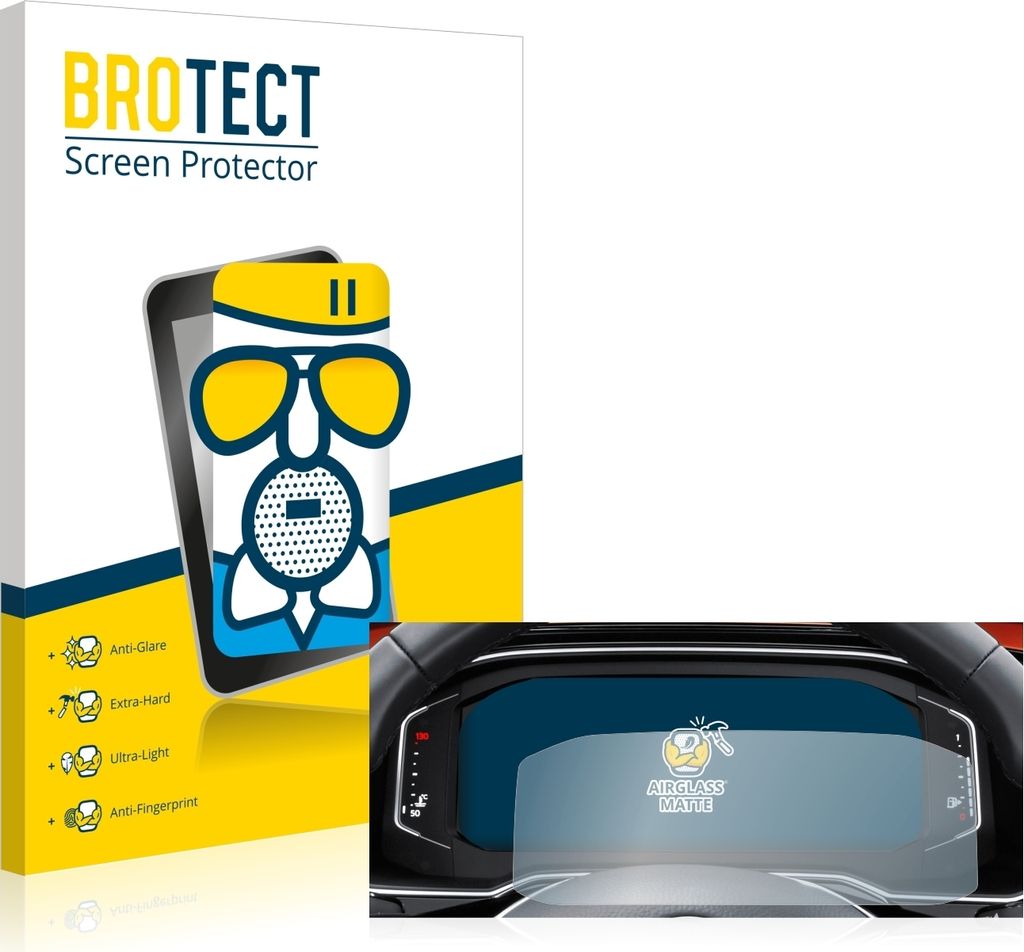BROTECT Entspiegelungs Schutzglas für Volkswagen Tiguan 2021 Digital Cockpit Pro Schutzfolie Panzer Folie Glas Display Schutz matt