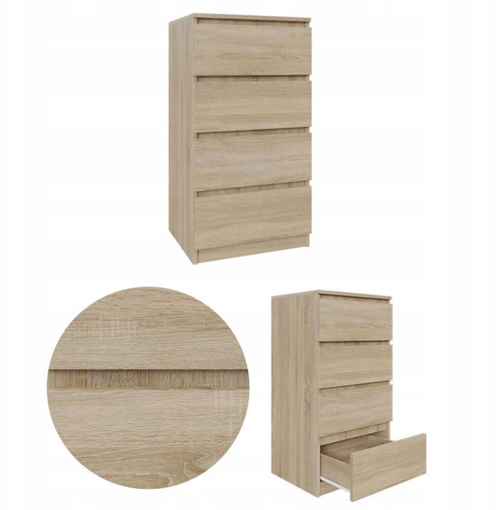 Kommode Schrank AVEN 40cm Sonoma-Eiche, 4 Schubladen, Wohnzimmer, Schlafzimmer