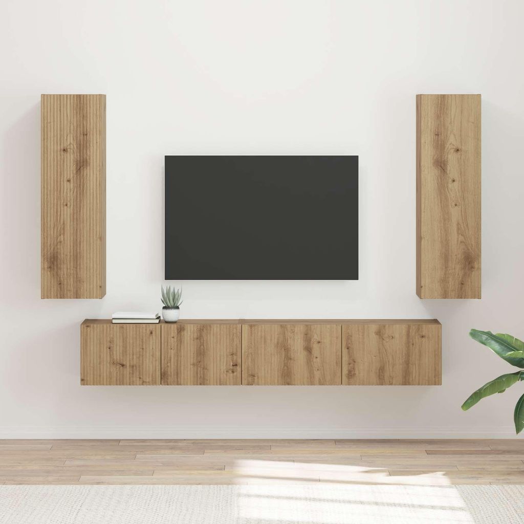 "Schlussverkauf" TV-SchrankSet Wandmontiert - 3 Stück - WohnzimmerTV-Möbel/TV-Tisch - Artisan-Eiche Holzwerkstoff C14338