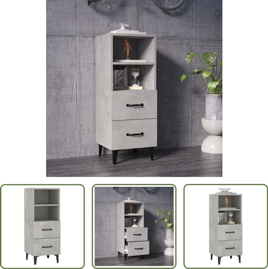 The Living Store Sideboard Betongrau 34,5x34x90 cm Holzwerkstoff