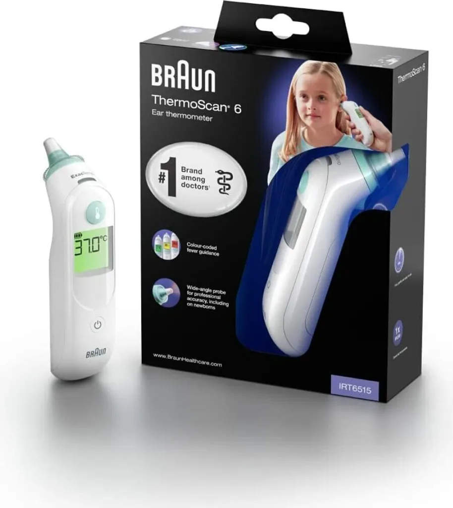 Braun ThermoScan 6 Thermomètre avec Embout Préchauffé et Écran Couleur