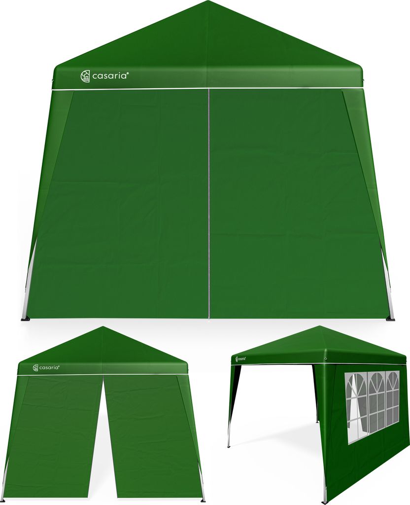 CASARIA Pavillon Pop-Up 3x3m inkl. 2x Seitenteile Farbauswahl UV-Schutz 50+ inkl. Tasche wasserdicht faltbar Faltpavillon Zelt Festival Capri Grün