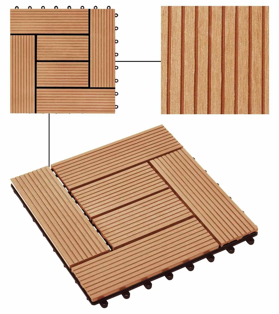 Revêtement de sol extérieur en WPC aspect bois exotique - Dalles clipsables - 6
