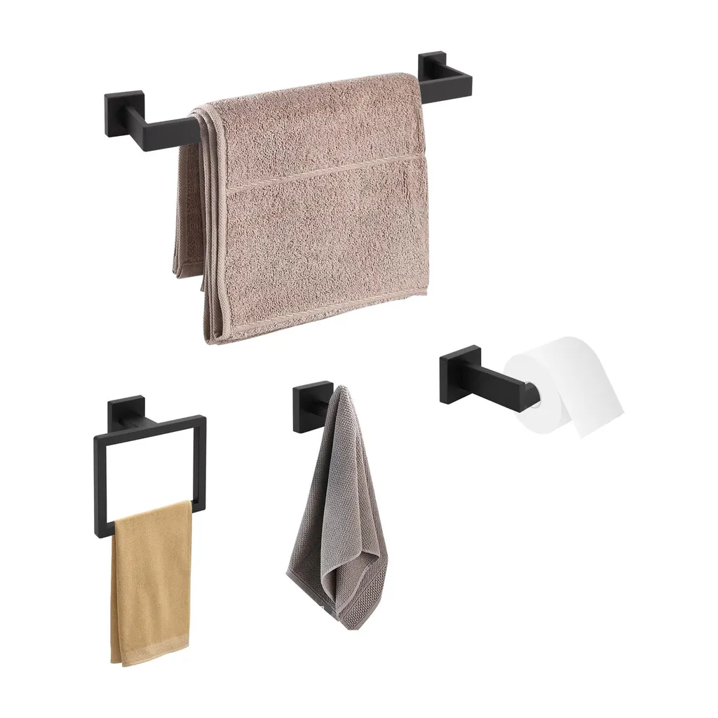 Accessoires Salle de Bain : Ensemble Porte-Serviettes Mural en Inox Argent