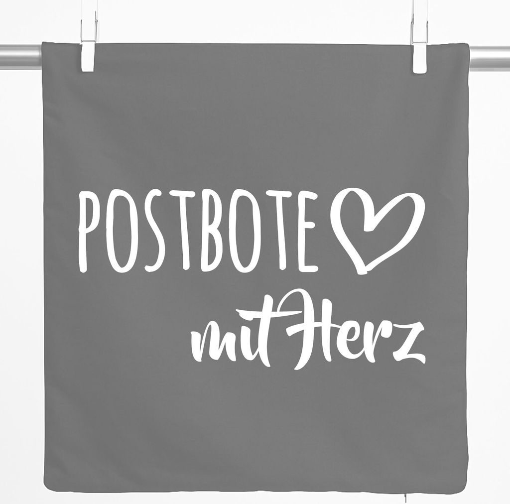 Huuraa Kissenbezug Postbote mit Herz 40x40cm Steel Grey Baumwolle Dekokissenbezug Geschenkidee