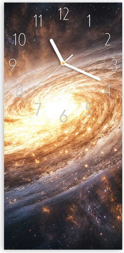Wanduhr aus Glas mit Motiv Galaxie Nachthimmel- 30 x 60 cm - inkl. Aufhängesystem