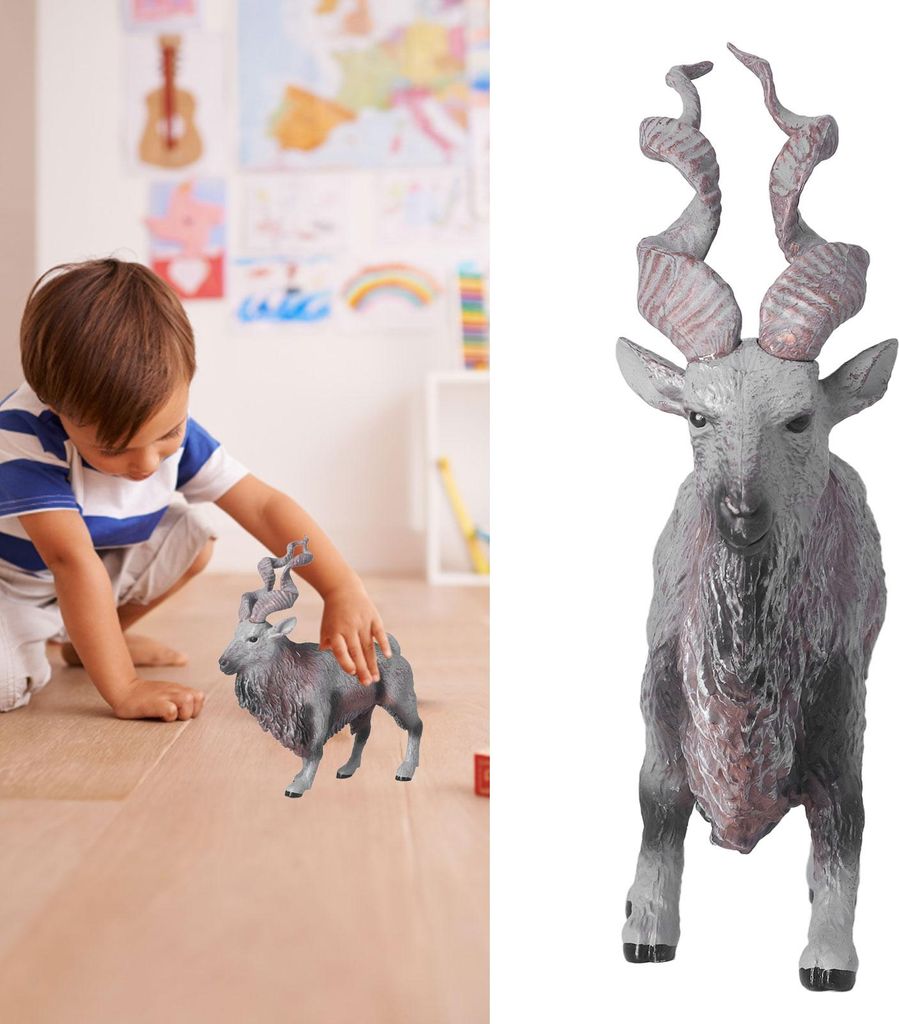 Ziegenfigur, Capra Falconeri, Form, lebendig, interessant, pädagogisch, 20 x 21 cm, dekoratives Tierornament für Spielzeug