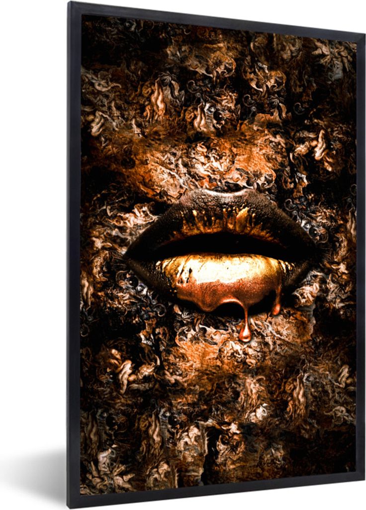 MuchoWow Gerahmtes Poster Frau - Farbe - Lippen 20x30 cm - Poster mit Schwarzem Bilderrahmen Wandposter Rahmen Foto Bilder - Drucken - Bilder Pos...
