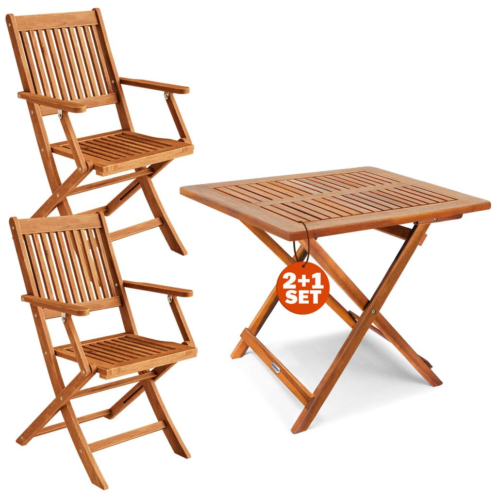 CASARIA® Balkonmöbel Set 2 Personen Wetterfest Holz Produktbild 