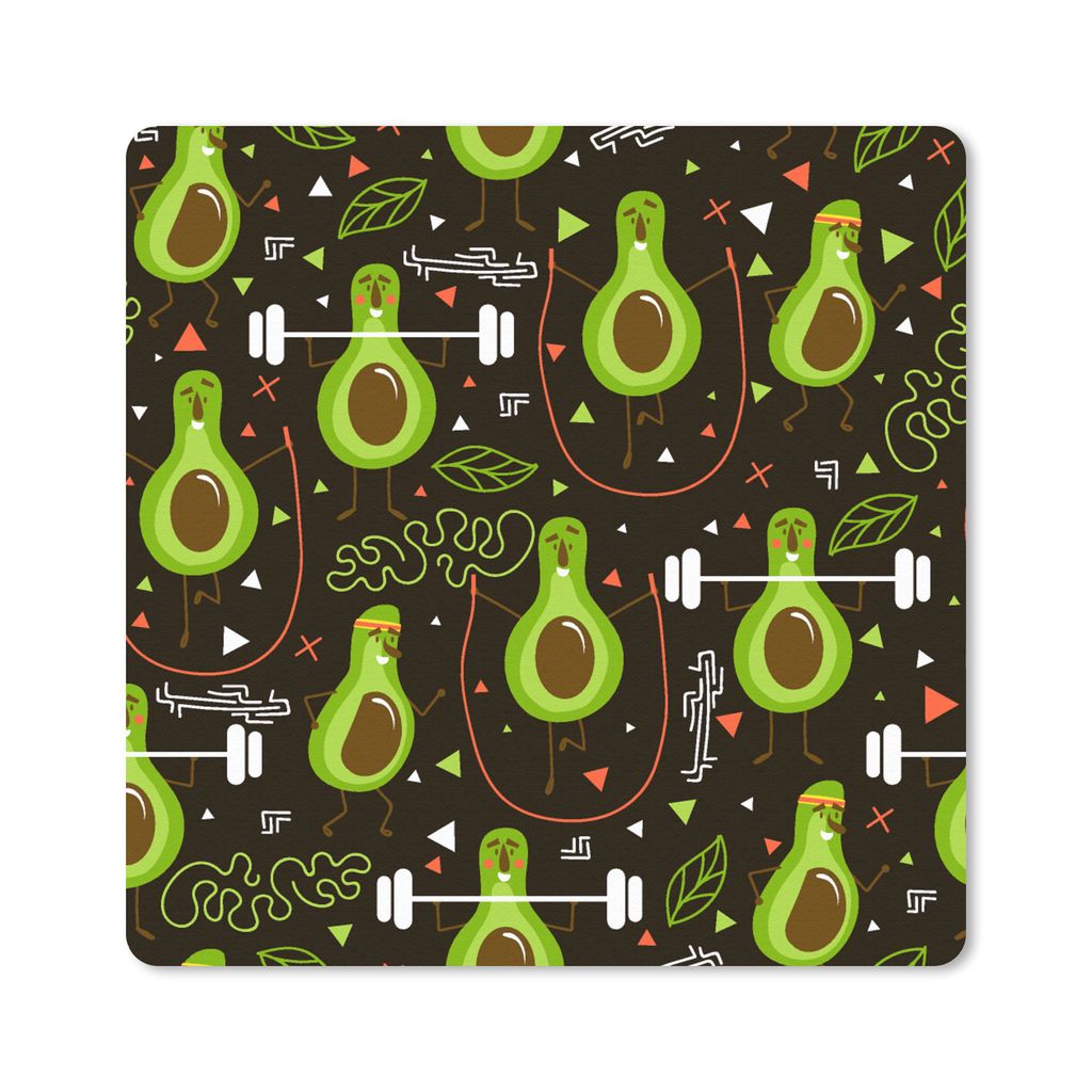 MuchoWow Mauspad Mousepad Avocado - Fitness - Muster 30x30 cm - Mousepads - Maus Mat - Pad - Mausunterlage - Gaming