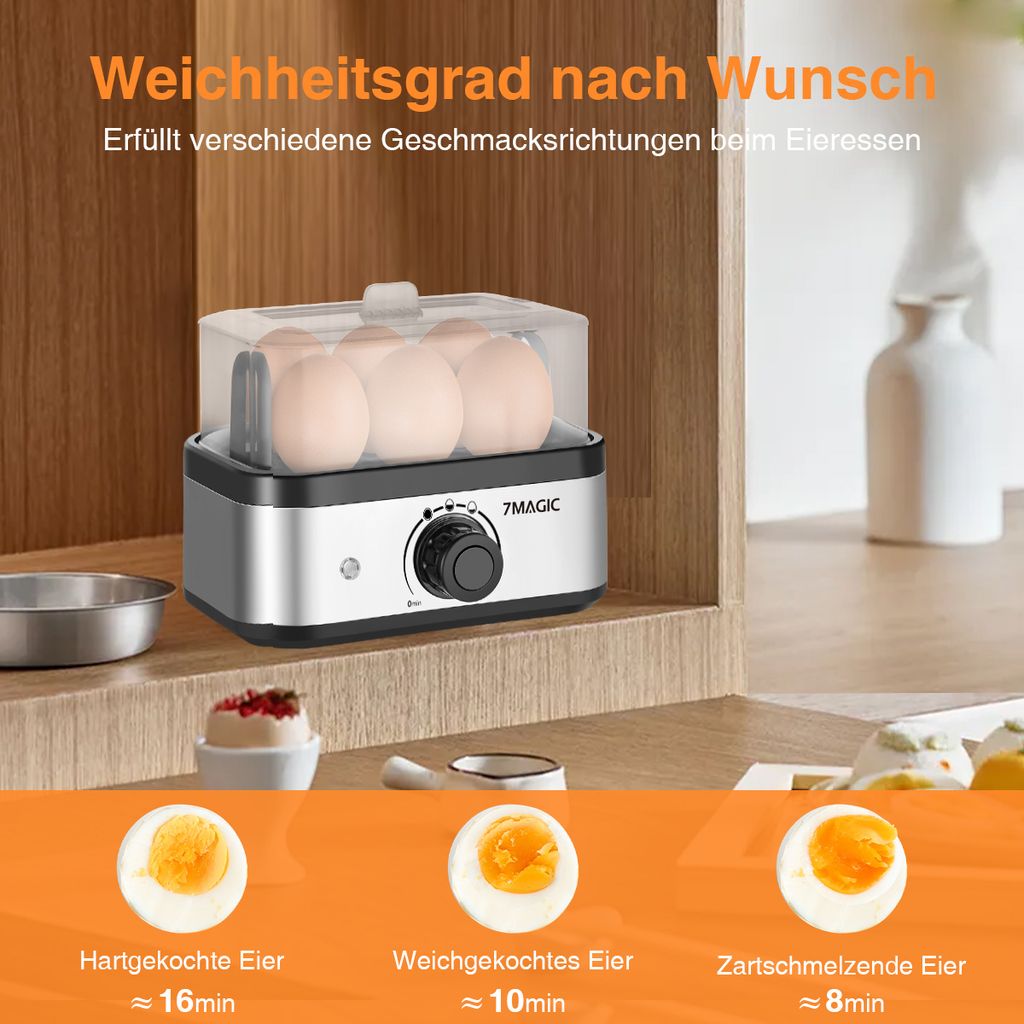 7MAGIC Eierkocher Edelstahl, Eierkocher für 1-6 Eier mit Produktbild 8