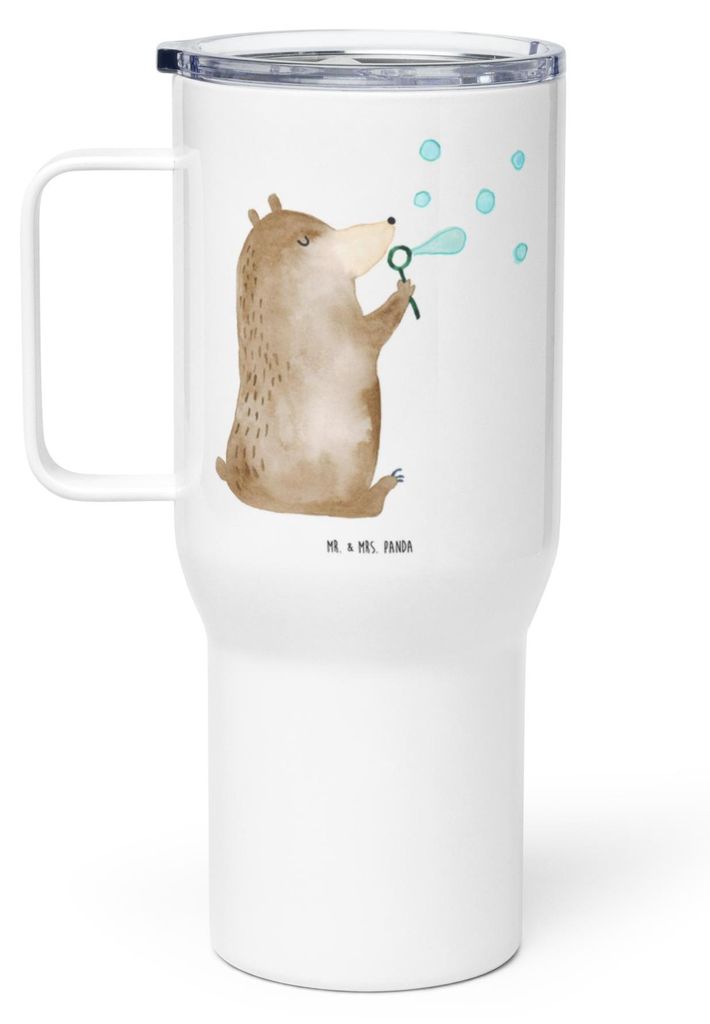 Mr. & Mrs. Panda Thermobecher Bär Seifenblasen - Weiß - Geschenk, Teddy, Kaffee-to-go-Becher, Lustig Sein Glücklich Traurig Happy, thermosbecher...