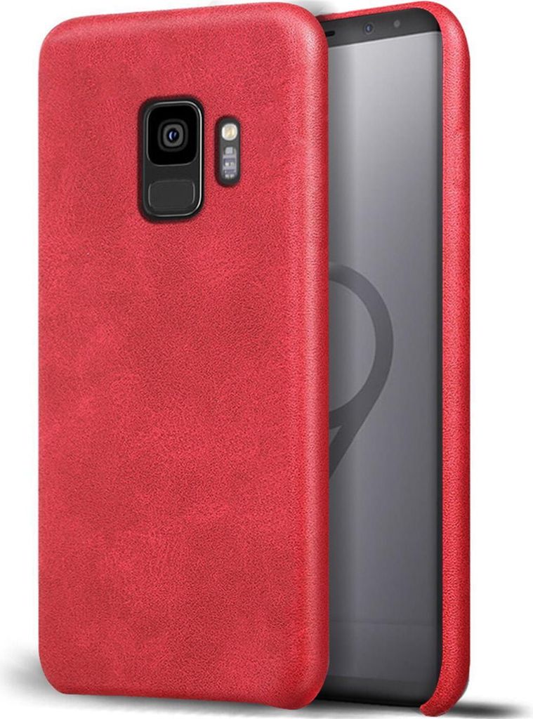 Conie Schutzhülle für Samsung Galaxy S9 Tasche klar Case Cover Bumper Silikon Hülle Kunstleder in Rot