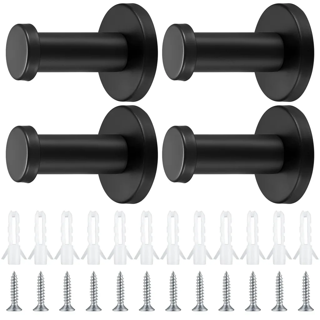 Patère Murale Noire en Métal Inoxydable de 50mm pour Vestiaire et Bain