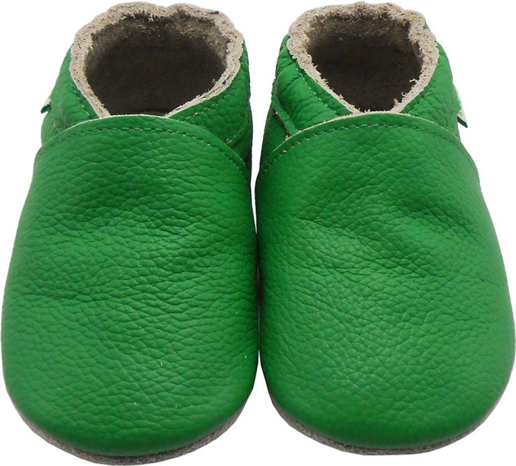 Sayoyo Baby Krabbelschuhe Lauflernschuhe Lederpuschen aus echtem Leder,Einfarbig Grün,EU 18-19