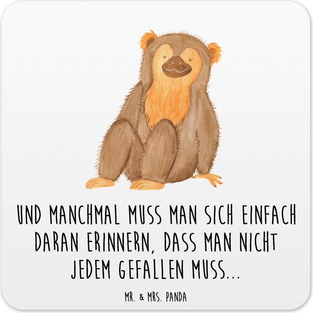 Mr. & Mrs. Panda Tischuntersetzer Affe 10er Set - Weiß - Geschenk, Untersetzer für Gläser, Coaster, Affen, Kunststoff, Selbstbewusstsein, Glas-U...