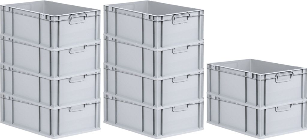SparSet 10x Eurobox NextGen Grip | HxBxT 22x40x60cm | 44 Liter | Griffe geschlossen | Verstärkter Boden | Eurobehälter, Transportbox, Transportbe...