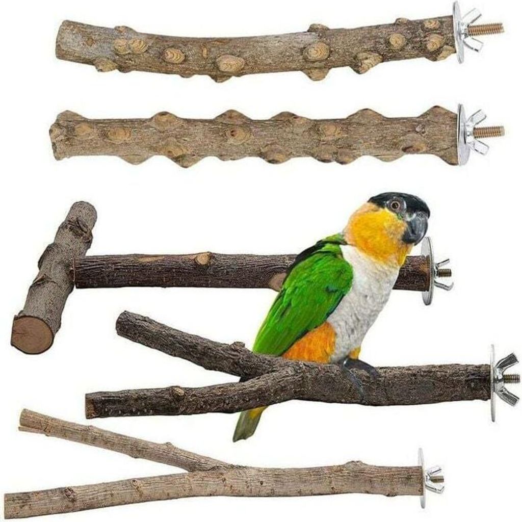 Set mit 5 Vogelstangen aus Naturholz, Vogelstangen aus Produktbild 