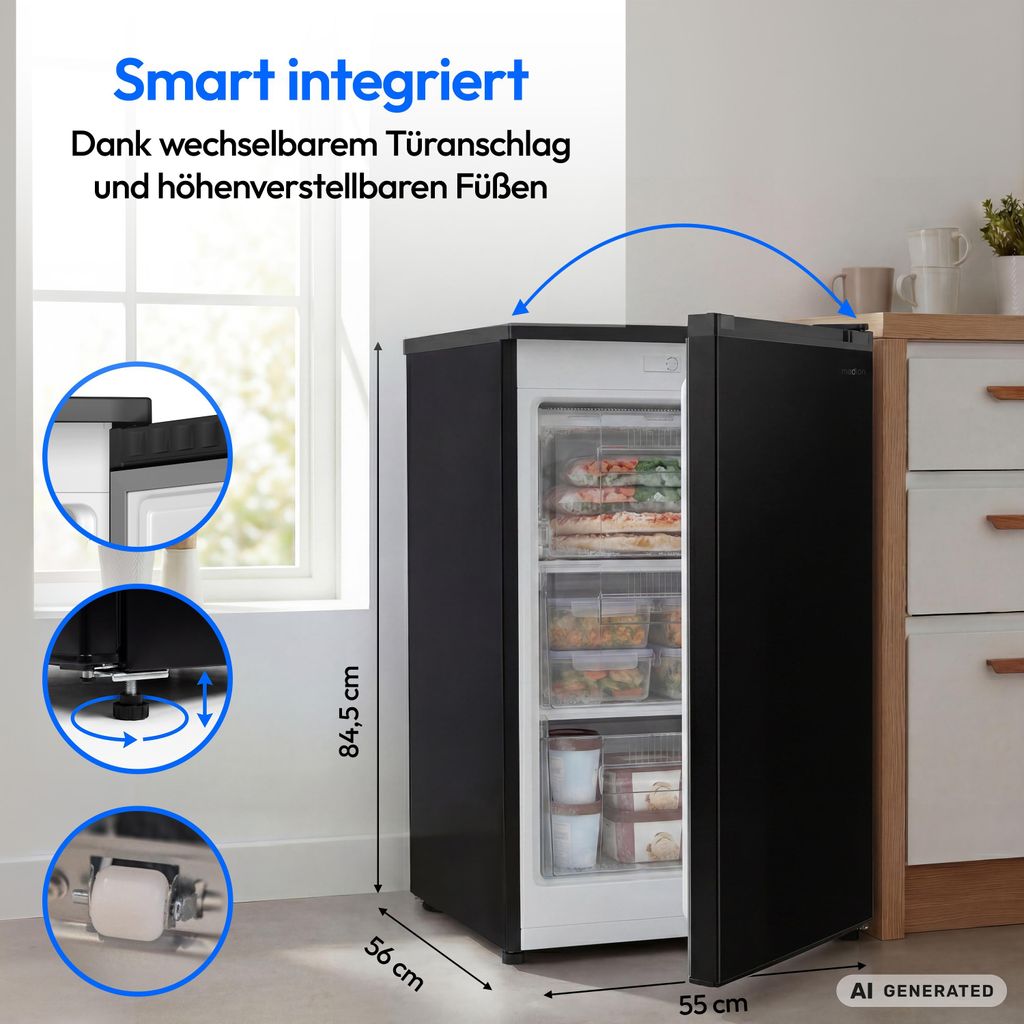 MEDION Gefrierschrank 85 Liter, 3 Türfächer