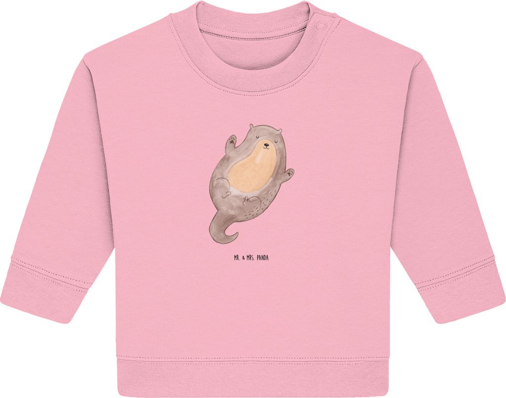 Mr. & Mrs. Panda Organic Baby Pullover Otter Umarmen 24. - 36. Monat - Baumwolle Pink - Geschenk, Optimistisch, Seeotter See, Hallo, gut Gelaunt, g...