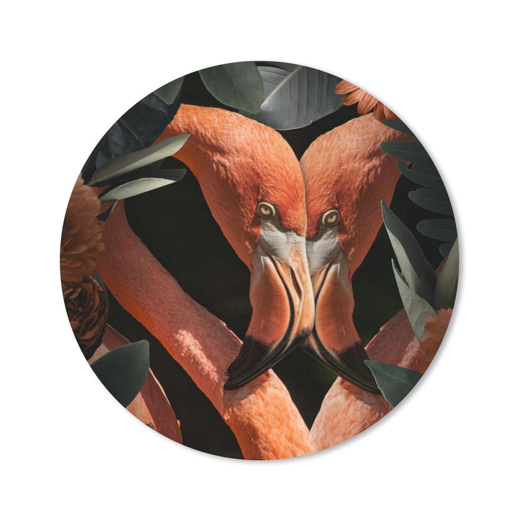 MuchoWow Mauspad Mousepad Flamingo - Blätter - Blumen 30x30 cm - Mousepads - Maus Mat - Pad - Mausunterlage - Tischunterlage - Schreibtischmatten