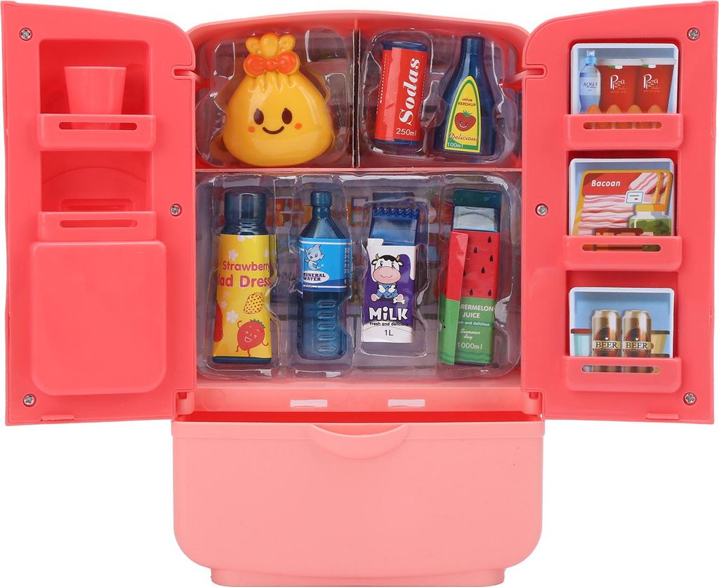 Simulation Intelligenter Kühlschrank Doppeltür Küche Spielzeug Set Kinder Spielhaus ToyPink