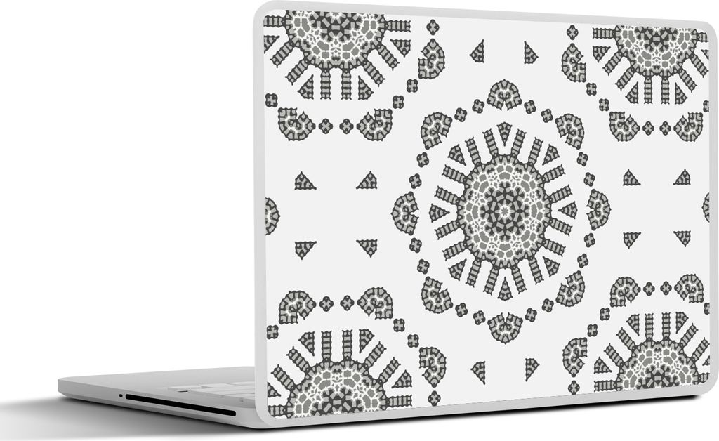 MuchoWow Laptop Aufkleber Sticker Cover Mandala - Muster - Schwarz und Weiß 30x22 cm - Laptop-Sticker