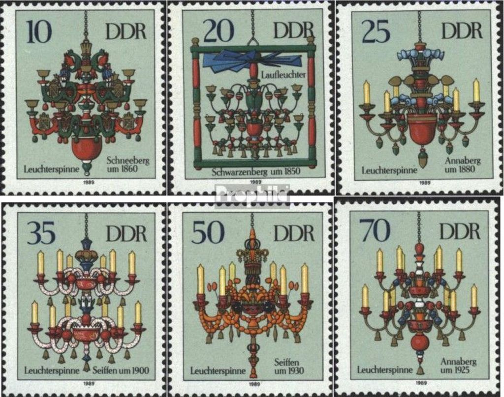 Briefmarken DDR 1989 Mi 3289-3294 (kompl.Ausgabe) postfrisch Erzgebirgische Leuchterspinnen