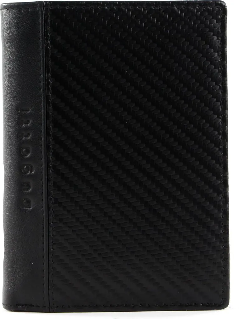 Porte-monnaie homme Bugatti en cuir noir - Modèle Comet format vertical