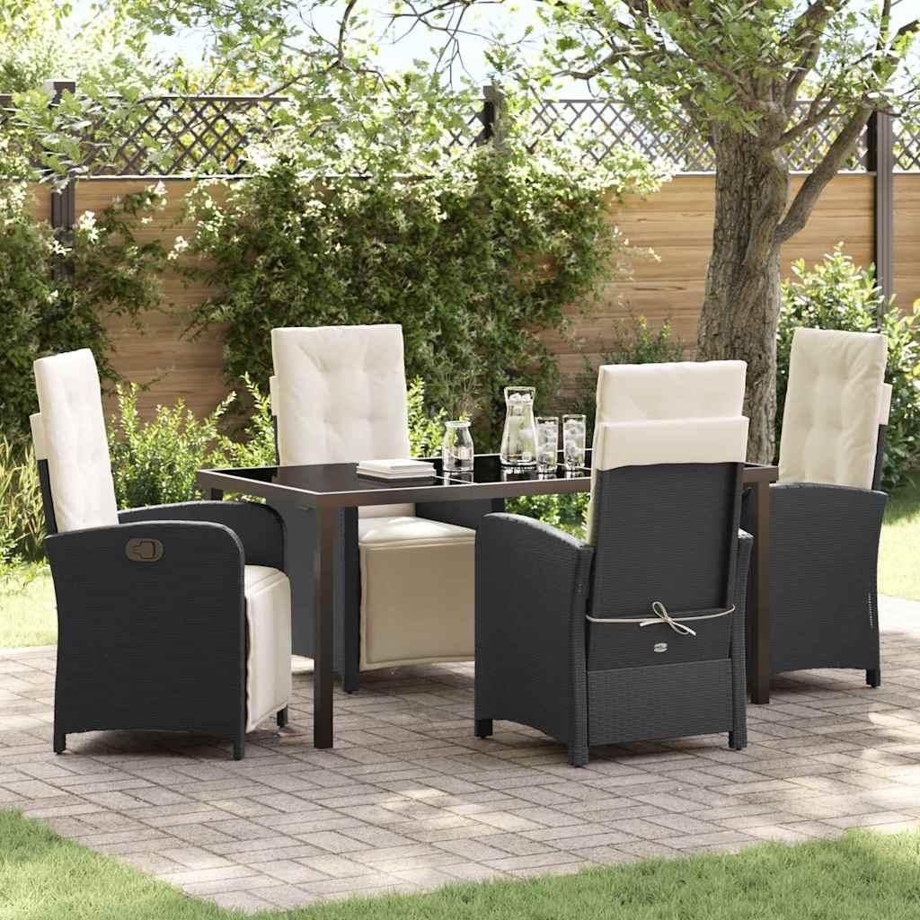 Maison Exclusive - Garten Essgruppe mit Kissen 5 pcs Schwarz Poly-Rattan