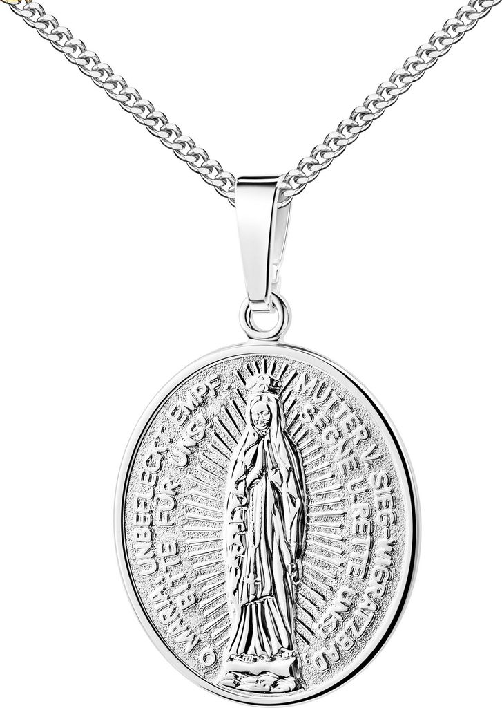 Madonna Milagrosa Anhänger massiv aus 925 Silber + Schmucketui . Mit Kette 45 cm