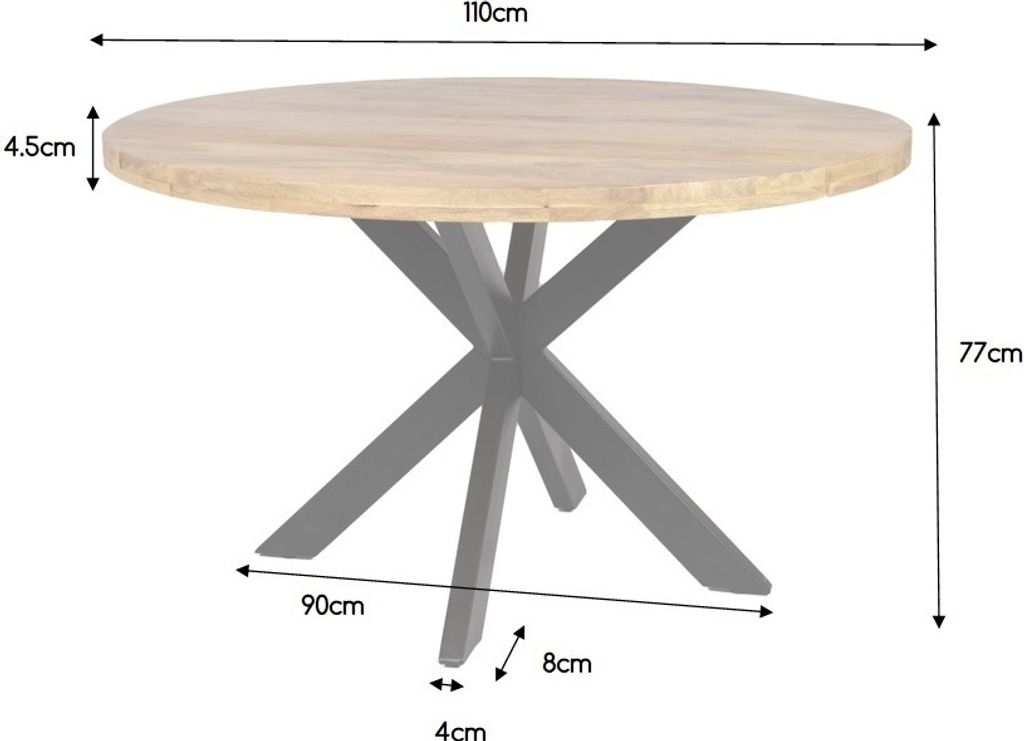 Zita Home Esstisch 110cm rund echtes Massivholz mit Produktbild 8