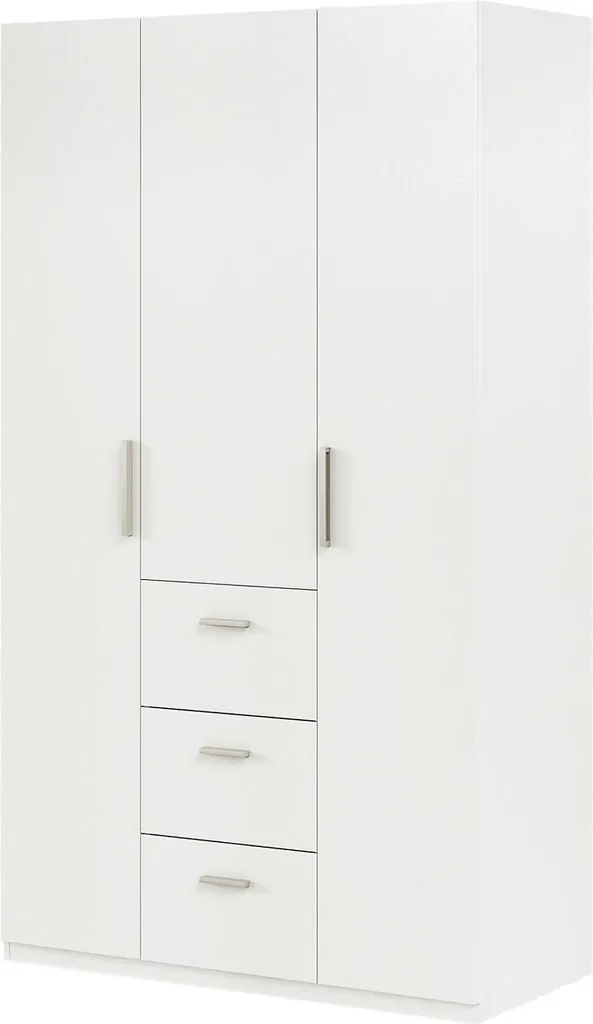 Anama Armoire 3 Portes 117x52 cm Blanc avec 4 Étagères de Rangement