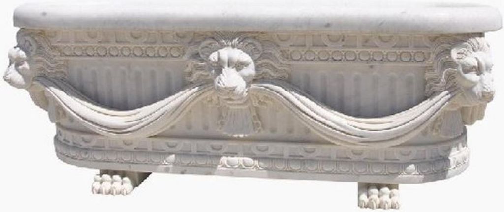 Casa Padrino Luxus Barock Badewanne Löwenkopf Weiß 180 cm - Freistehende Marmor Badewanne - Bad Accessoires - Edel & Prunkvoll