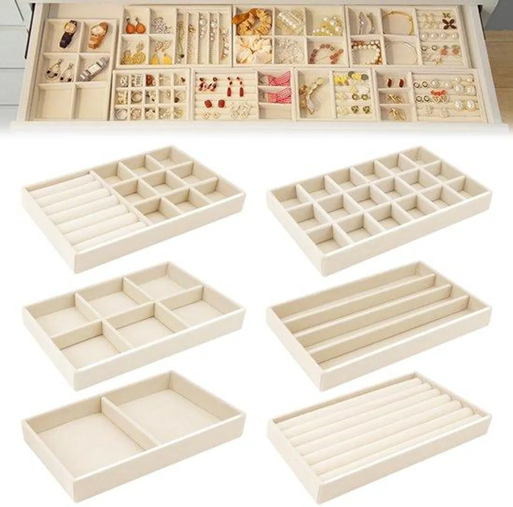 Présentoir bijoux beige empilable en verre de sécurité haute résistance 6