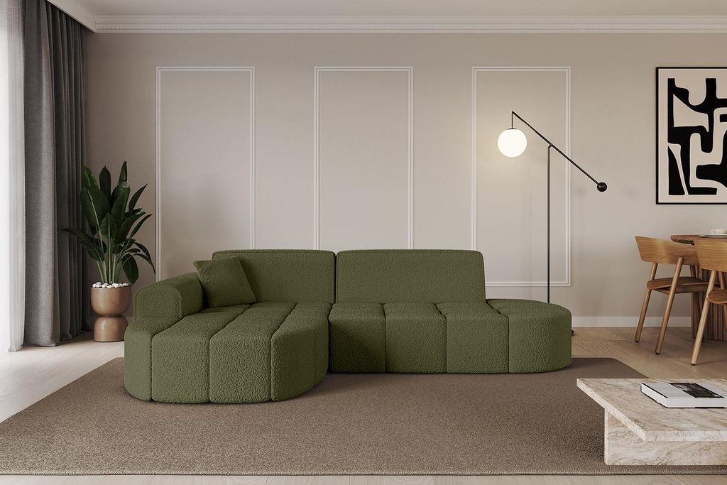 ALTDECOR Ecksofa in L-Form Livo-L1 - 252x173x79,5 cm Grün - Corner Sofa Bett Eckcouch Couch Wohnlandschaft Cauchsofa
