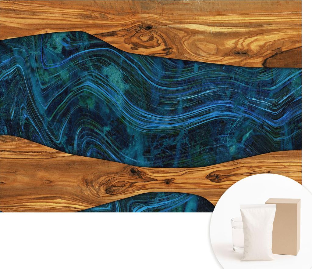 Fototapete - Wandbilder für Wohnzimmer - 208x146 cm - Dekorative Wandfolie - Modernes Design für Wanddekoration - Tapeten für Innenräume - Blau...