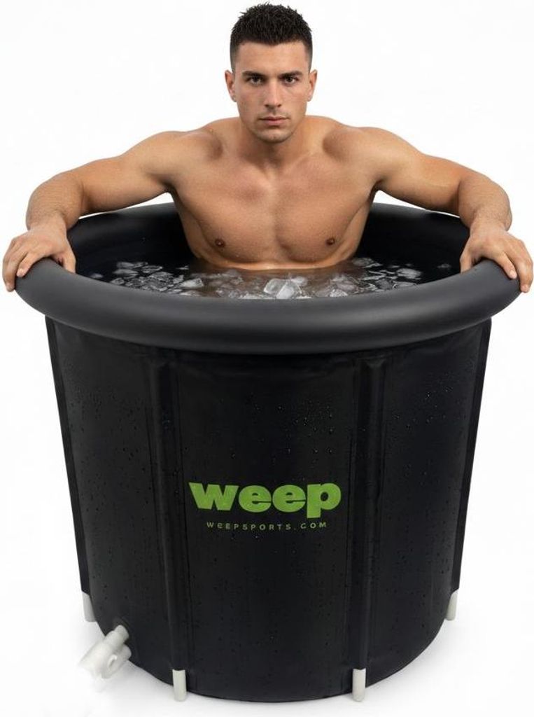Eisbad Tonne WEEP 390L 85x80 cm, aufblasbare Kältebadewanne zum Eisbaden, mobile Eiswanne für Regeneration, Kältetherapie und Cold Plunge für Z...