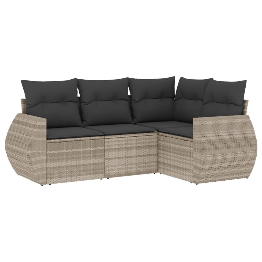 "SALE 2026" 4-tlg. Garten-Lounge-Set - elegantes Design - Sitzgruppe/Gartengarnitur - mit Kissen Hellgrau Poly Rattan - Terassenmöbel DEMöbel585392
