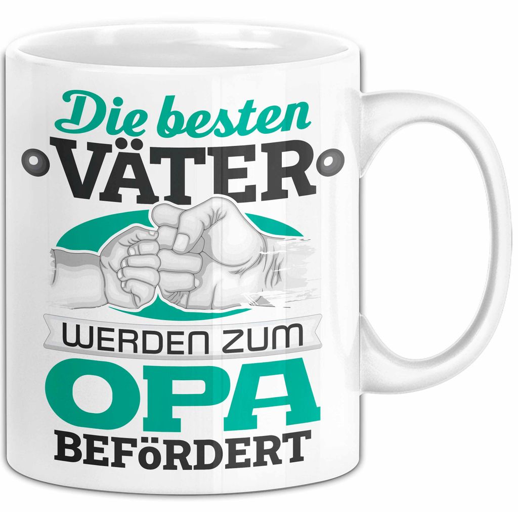 Opa Tasse Geschenk Du Wirst Opa Verkündung Die Besten Väter Werden Zum Opa Befördert Becher (Weiß)